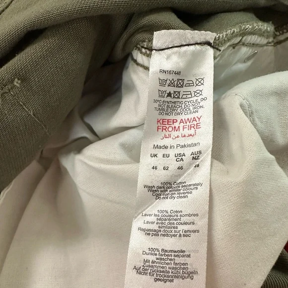 Boohoo Man Plus Slim Flare Gusset Paint Splatter Green Cargo Trouser Pants Sz 46 - Picture 16 of 16